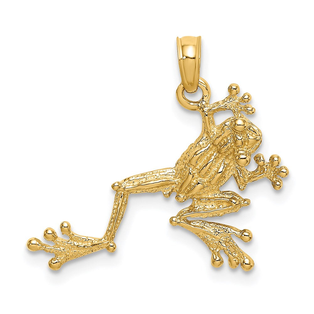 14k Yellow Gold 23.6 mm 2-D Textured Frog Charm (1.4 grams)