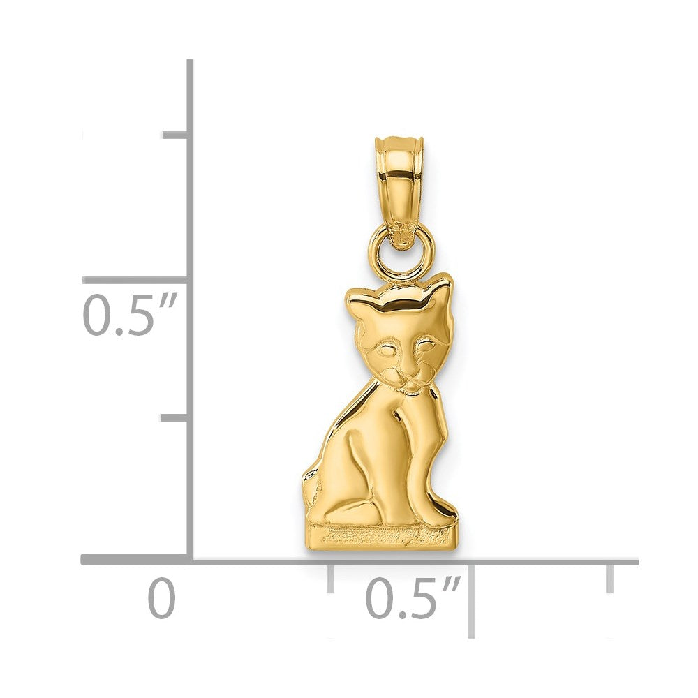 14k Yellow Gold 6.8 mm Mini Sitting Kitten Charm (0.56 grams)