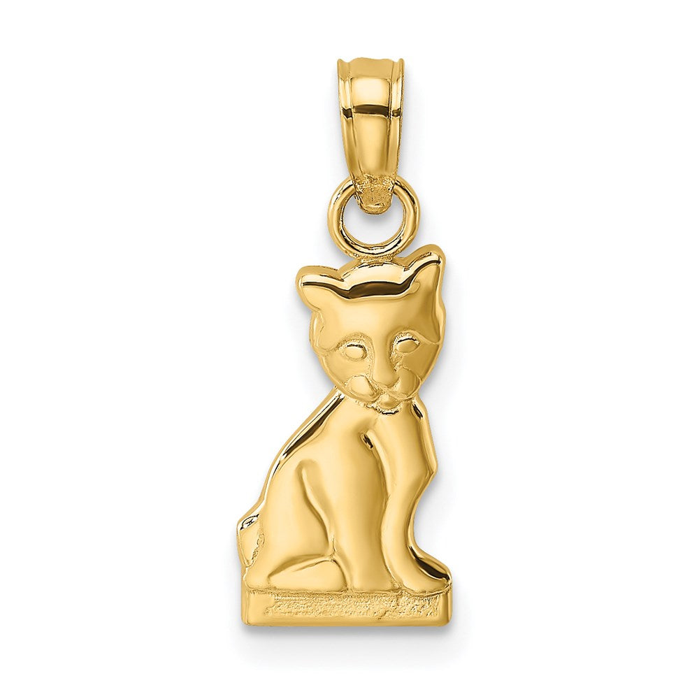 14k Yellow Gold 6.8 mm Mini Sitting Kitten Charm (0.56 grams)