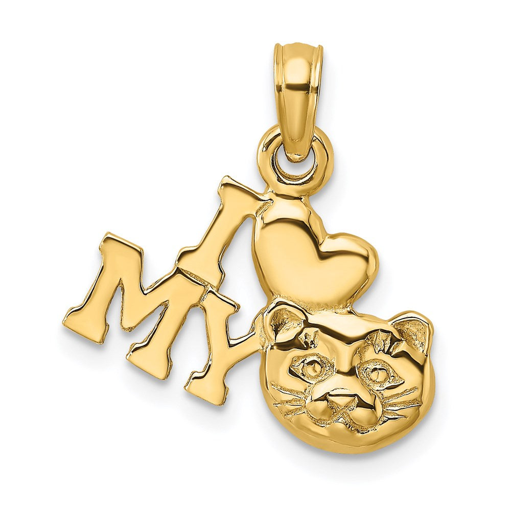 14k Yellow Gold 16.5 mm I LOVE MY CAT Charm (1.76 grams)