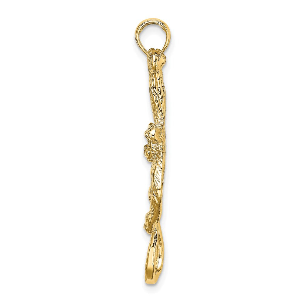 14k Yellow Gold 12.6 mm 2-D Textured Hanging Monkey Charm (3.49 grams)