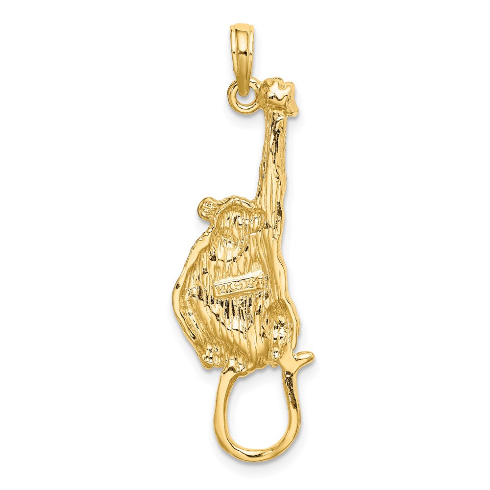 14k Yellow Gold 12.6 mm 2-D Textured Hanging Monkey Charm (3.49 grams)