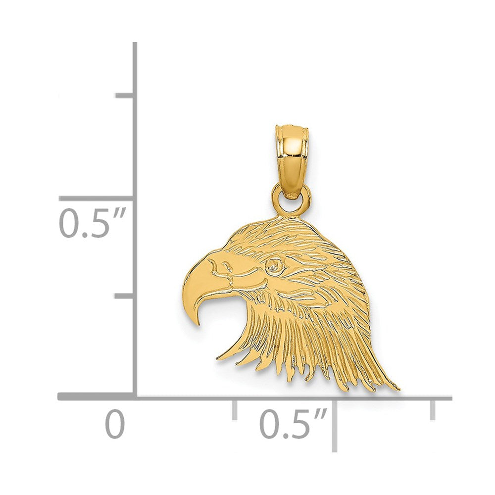 14k Yellow Gold 16.2 mm Engraved Flat Eagle Head Charm (0.68 grams)