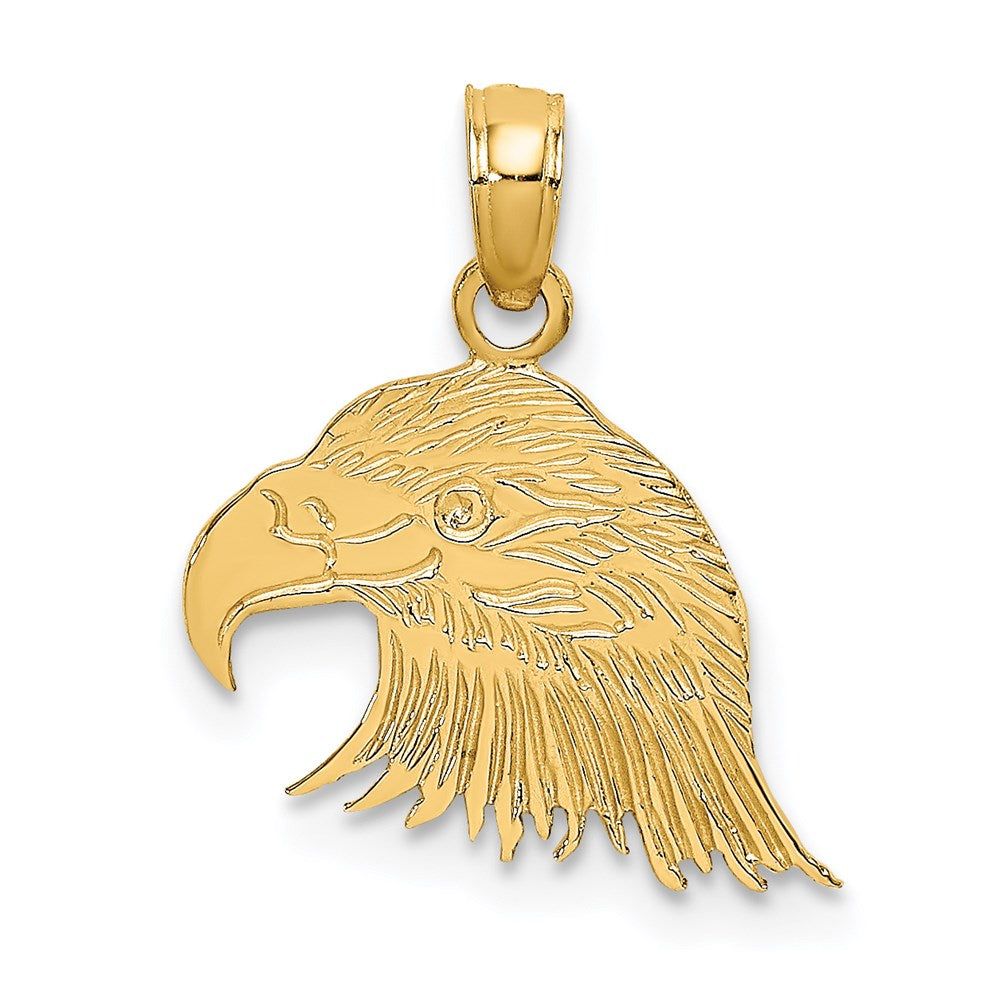 14k Yellow Gold 16.2 mm Engraved Flat Eagle Head Charm (0.68 grams)