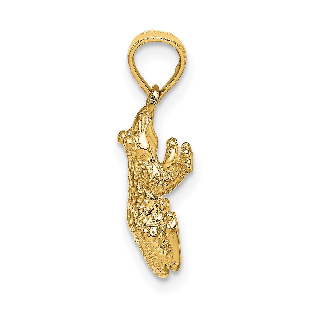 14k Yellow Gold 11.55 mm 2-D Textured Top View Frog Charm (1.64 grams)