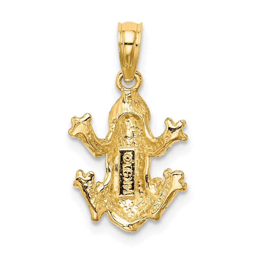 14k Yellow Gold 11.55 mm 2-D Textured Top View Frog Charm (1.64 grams)