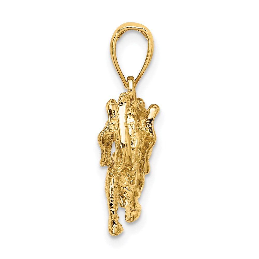 14k Yellow Gold 23.87 mm 3-D Elephant Profile w/ Tusk Charm (5.33 grams)