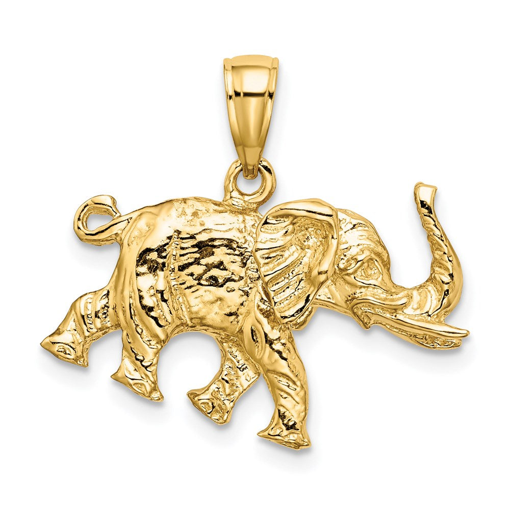 14k Yellow Gold 23.87 mm 3-D Elephant Profile w/ Tusk Charm (5.33 grams)