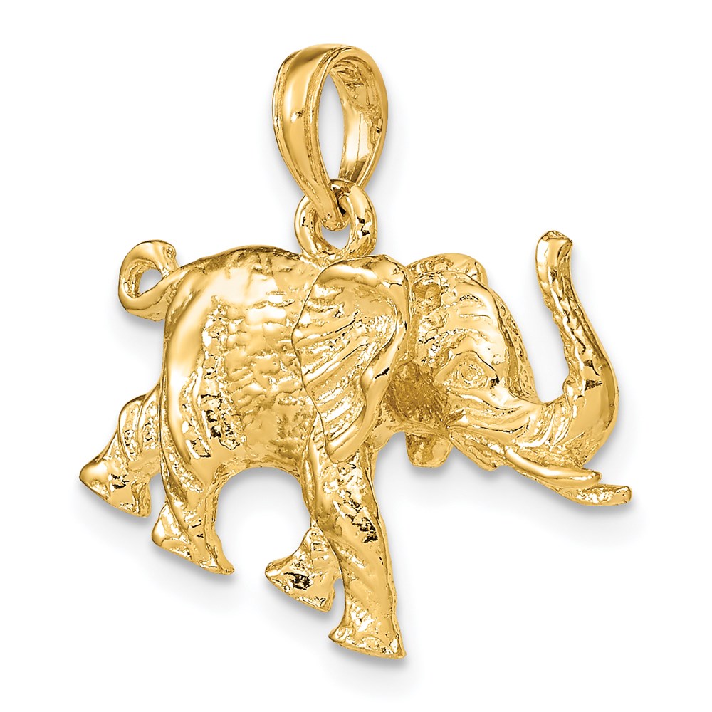 14k Yellow Gold 23.87 mm 3-D Elephant Profile w/ Tusk Charm (5.33 grams)