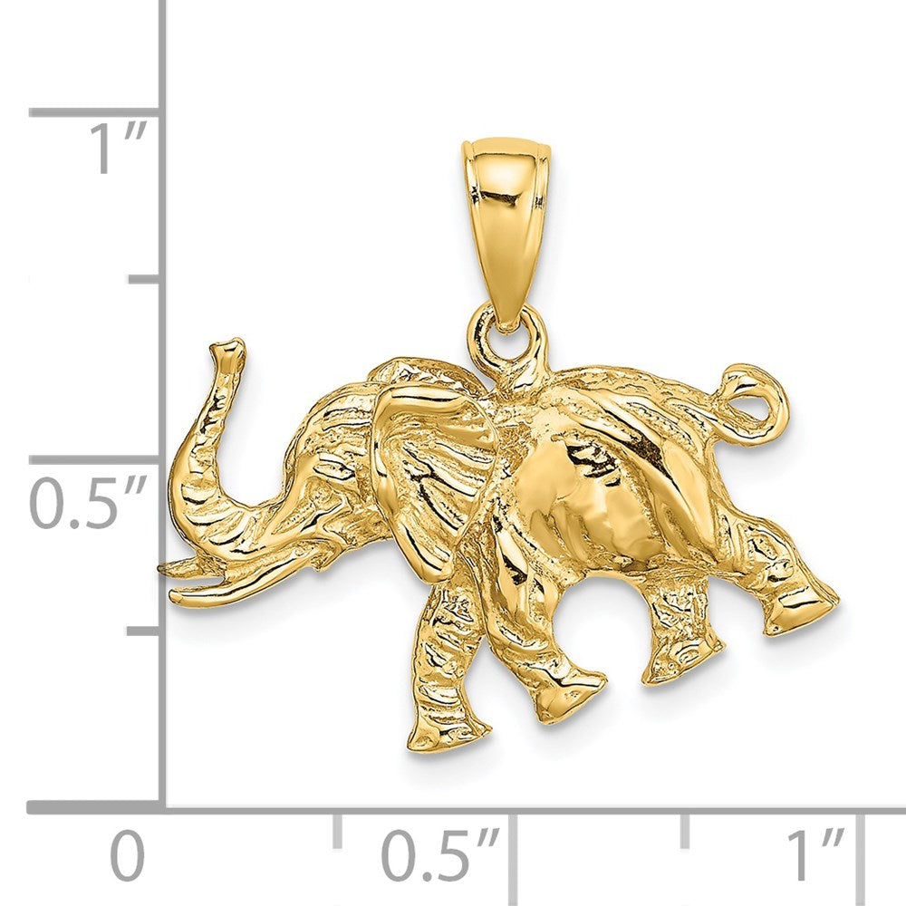 14k Yellow Gold 23.87 mm 3-D Elephant Profile w/ Tusk Charm (5.33 grams)
