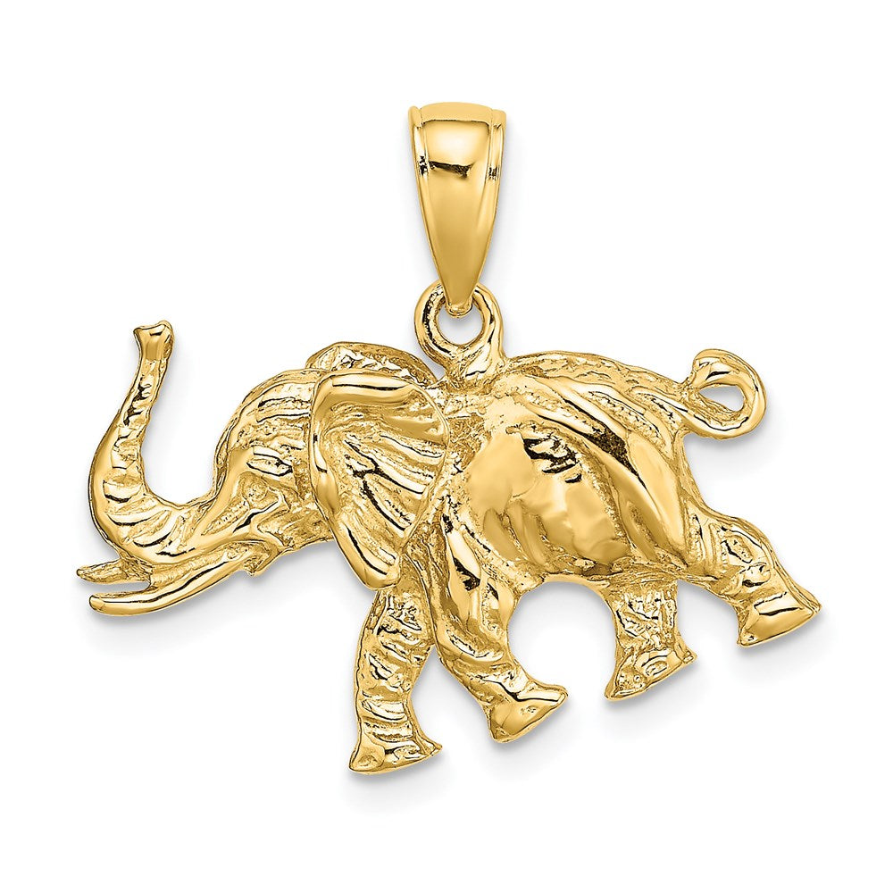 14k Yellow Gold 23.87 mm 3-D Elephant Profile w/ Tusk Charm (5.33 grams)