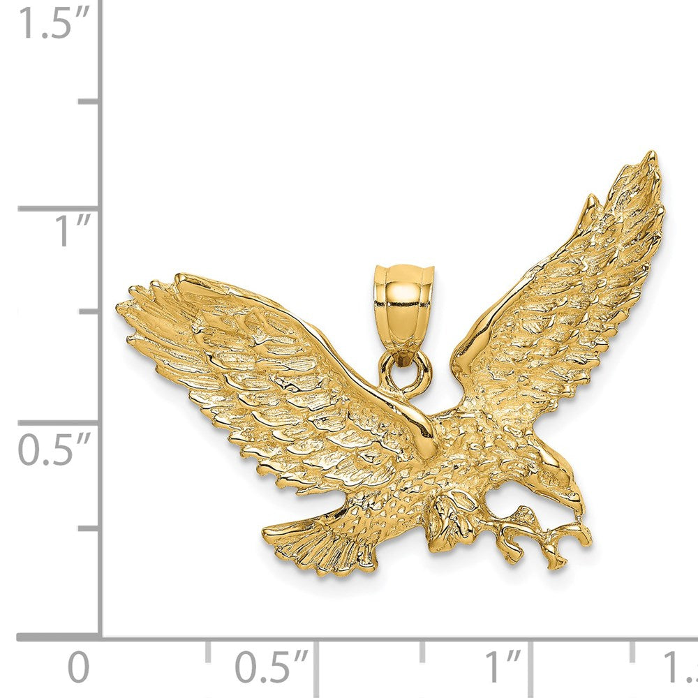 14k Yellow Gold 34.8 mm Eagle w/Beak Touching Claws Charm (5.72 grams)