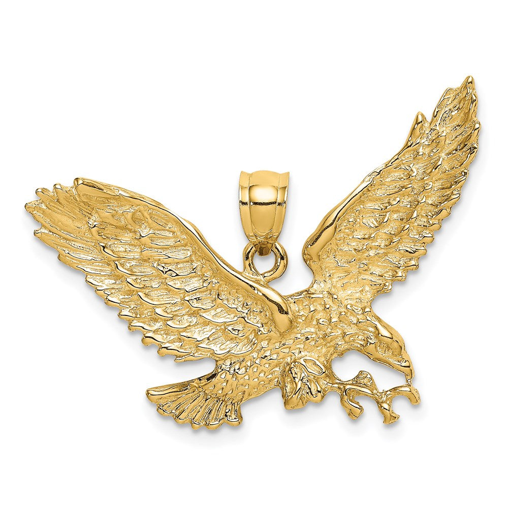 14k Yellow Gold 34.8 mm Eagle w/Beak Touching Claws Charm (5.72 grams)
