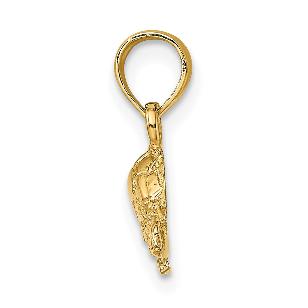 14k Yellow Gold 13.5 mm Polished and Engraved Mini Turtle Charm (0.77 grams)