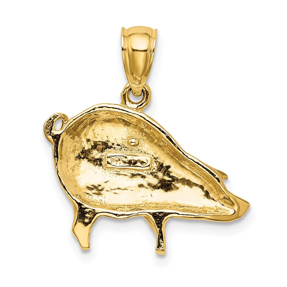 14k Yellow Gold 21.78 mm Polished Pig Charm (3.1 grams)