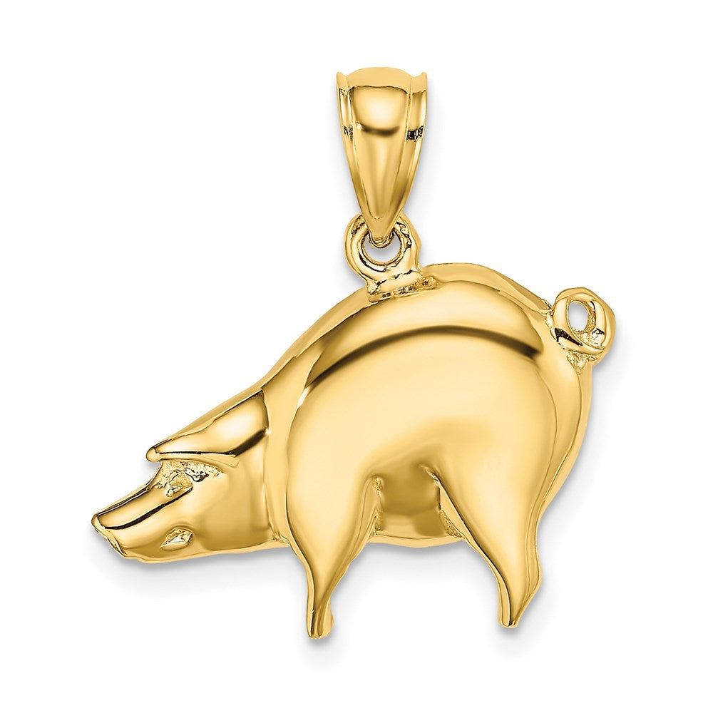 14k Yellow Gold 21.78 mm Polished Pig Charm (3.1 grams)
