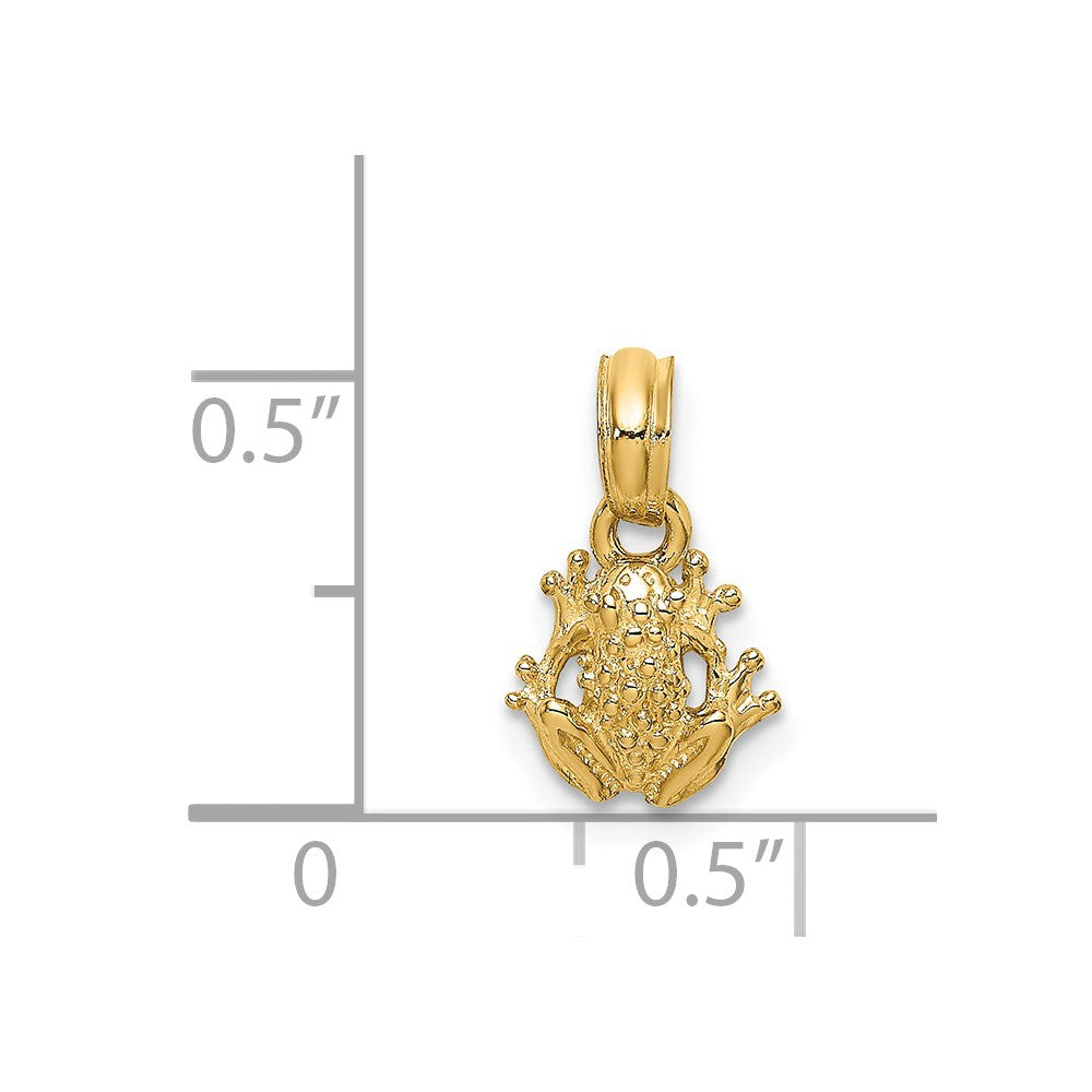14k Yellow Gold 8.2 mm 2-D Textured Miniature Frog Charm (0.77 grams)