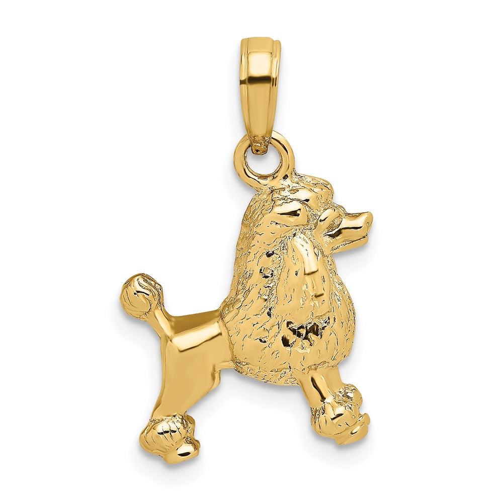 14k Yellow Gold 14.2 mm 3-D Poodle Dog Charm (4.07 grams)