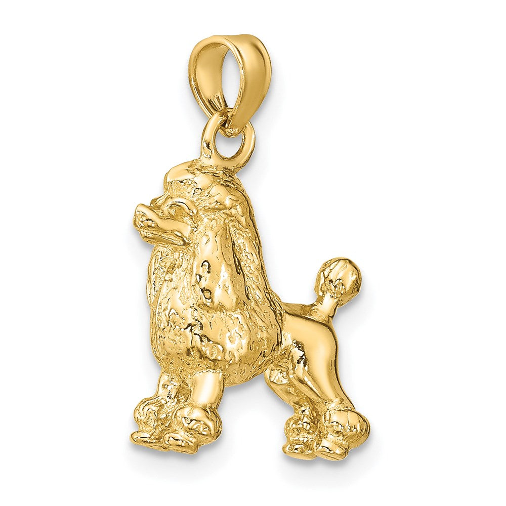 14k Yellow Gold 14.2 mm 3-D Poodle Dog Charm (4.07 grams)