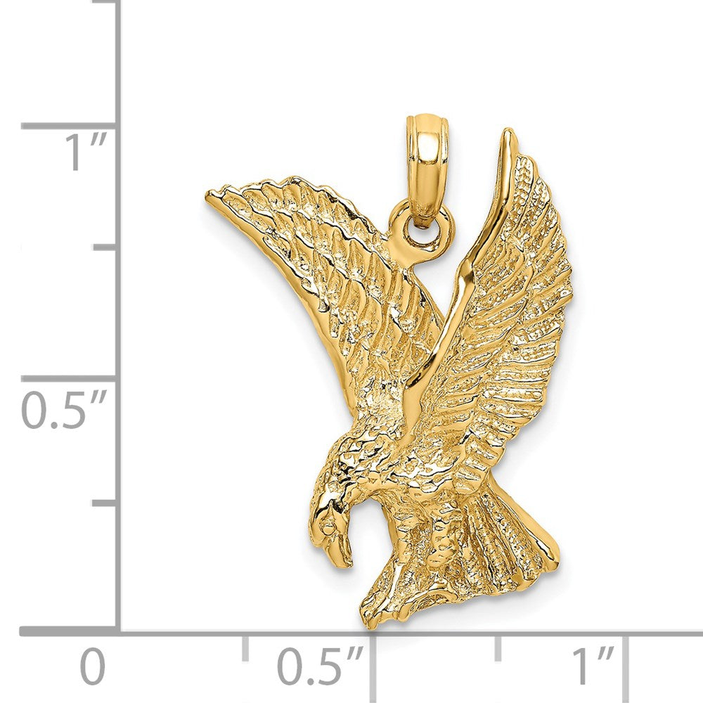 14k Yellow Gold 18.5 mm Eagle Landing w/Wings Up Charm (4.65 grams)