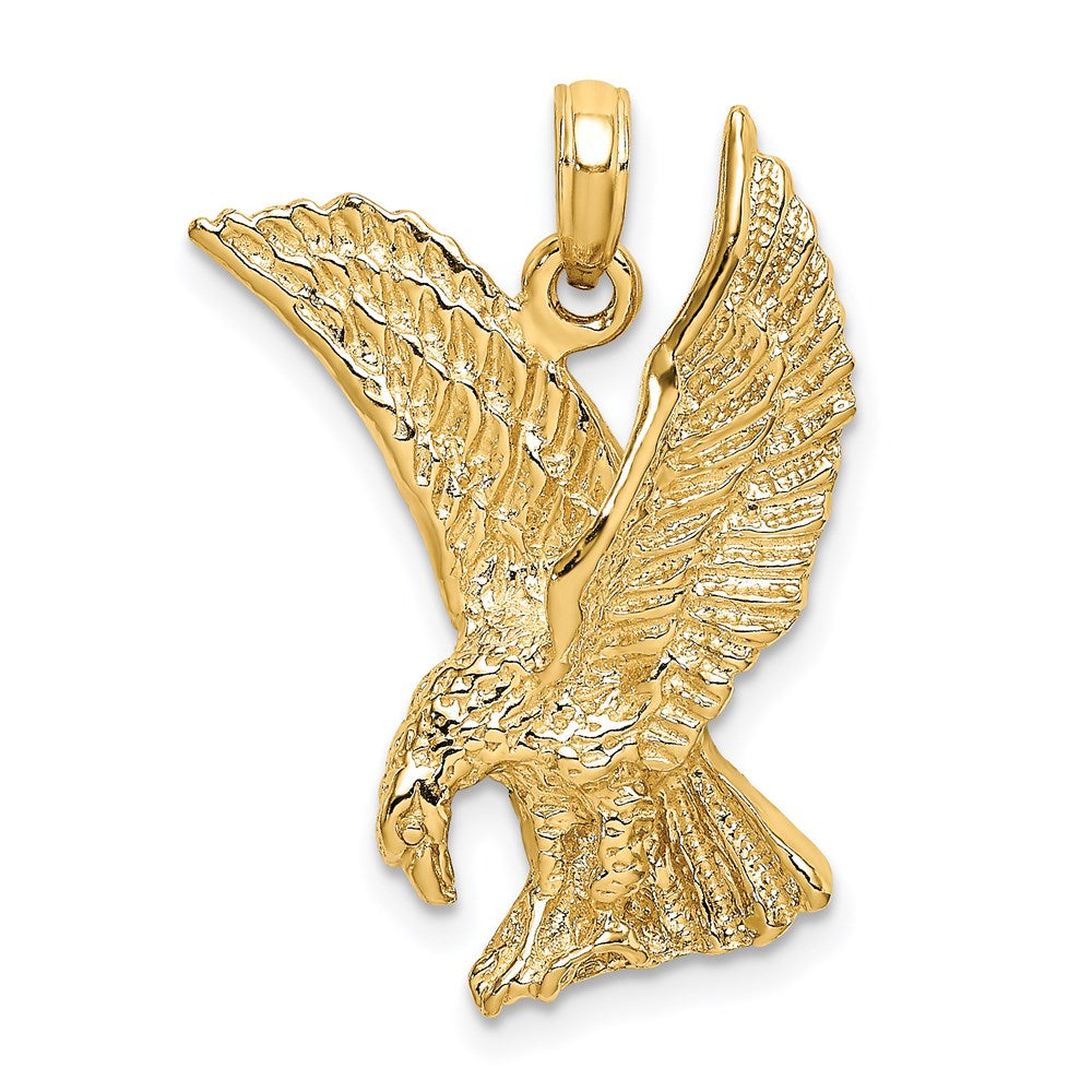 14k Yellow Gold 18.5 mm Eagle Landing w/Wings Up Charm (4.65 grams)
