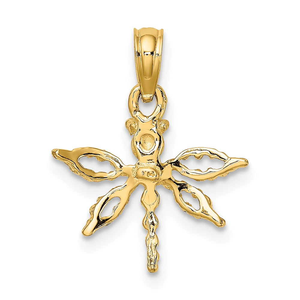 14k Yellow Gold 15.2 mm 2-D Mini Dragonfly w/Cut-out Wings Charm (0.95 grams)