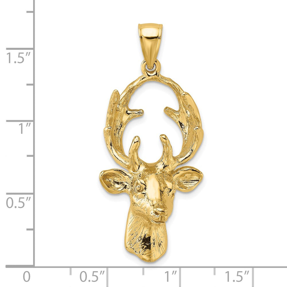 14k Yellow Gold 18.4 mm 3-D Deer Head Charm (11.09 grams)