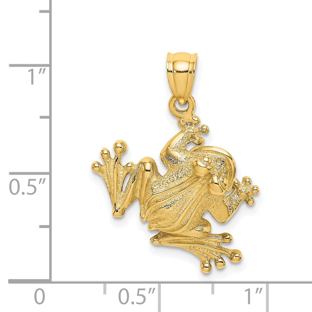 14k Yellow Gold 16.8 mm 2-D Frog Sitting Charm (4.4 grams)