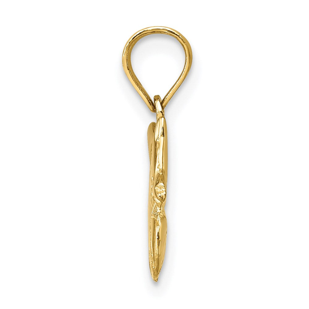 14k Yellow Gold 13 mm 3-D Polished Kitten Charm (1.24 grams)