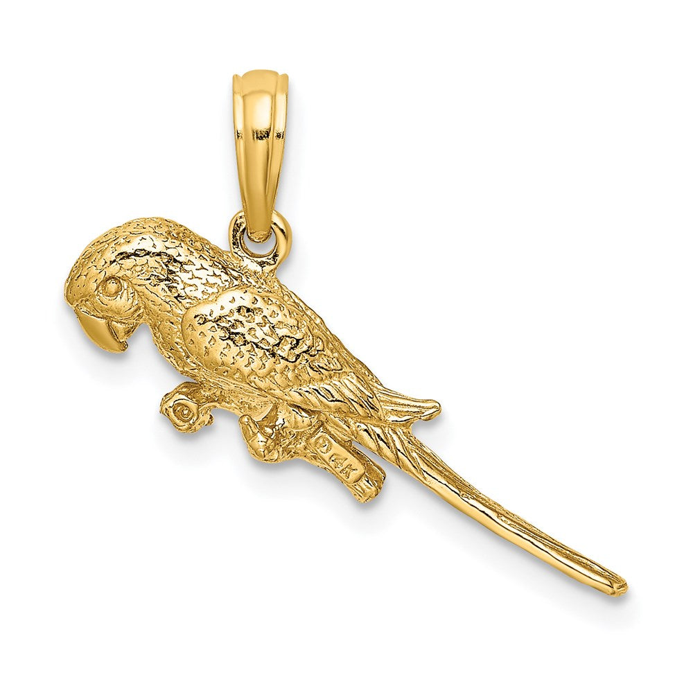 14k Yellow Gold 24.7 mm 3-D Parrot Charm (2.26 grams)