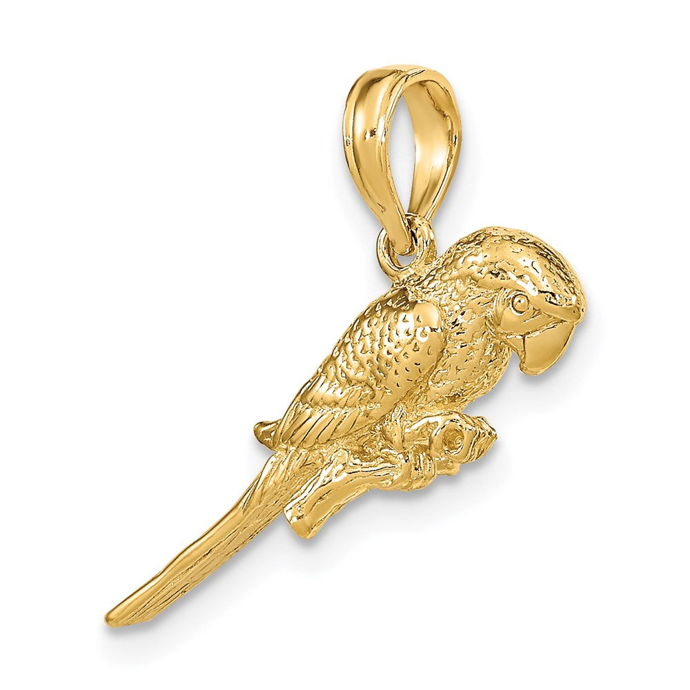 14k Yellow Gold 24.7 mm 3-D Parrot Charm (2.26 grams)