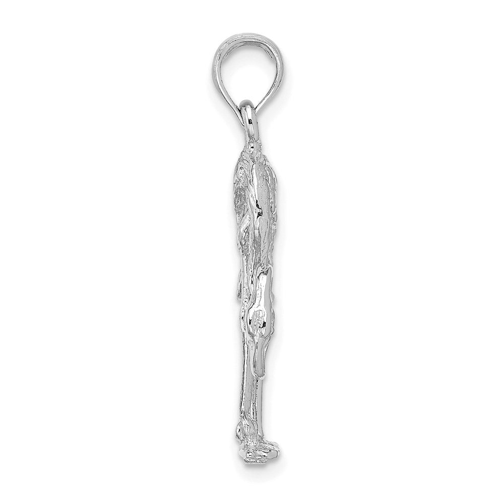 14k White Gold 17.1 mm 3-D Textured Flamingo Charm (2.74 grams)