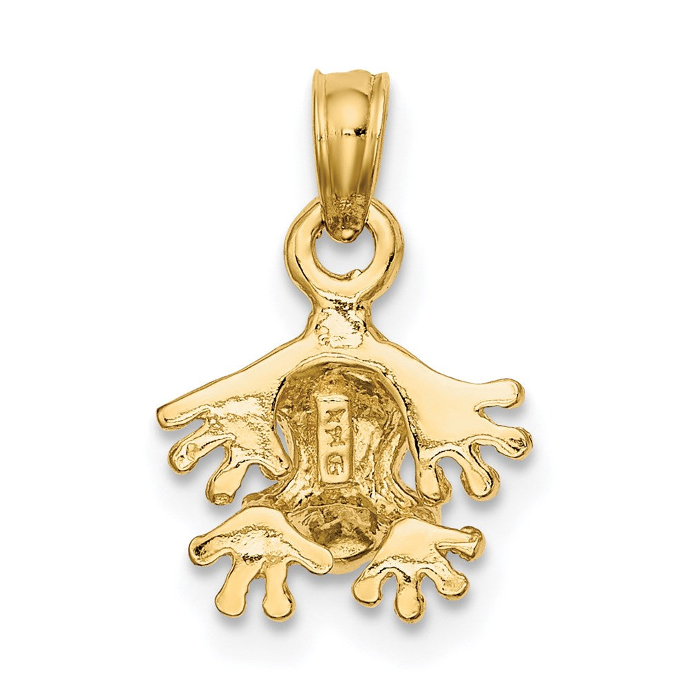 14k Yellow Gold 10.85 mm 3-D Textured Mini Frog Facing Down Charm (1.28 grams)