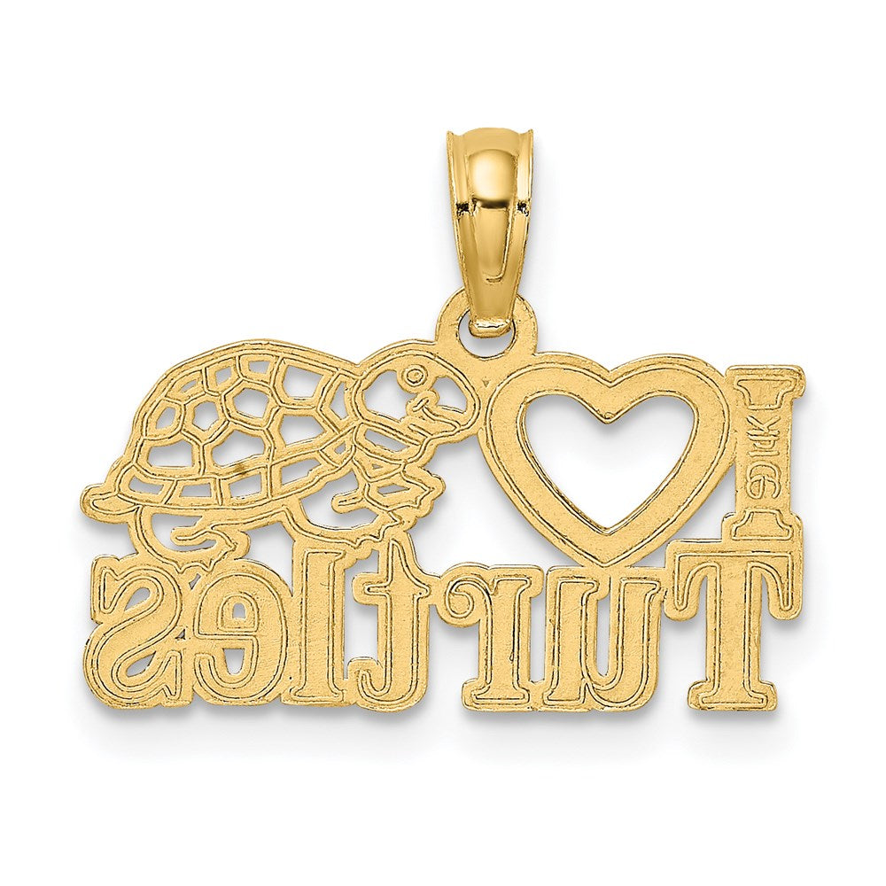 14k Yellow Gold 19.5 mm I HEART TURTLES Charm (0.95 grams)