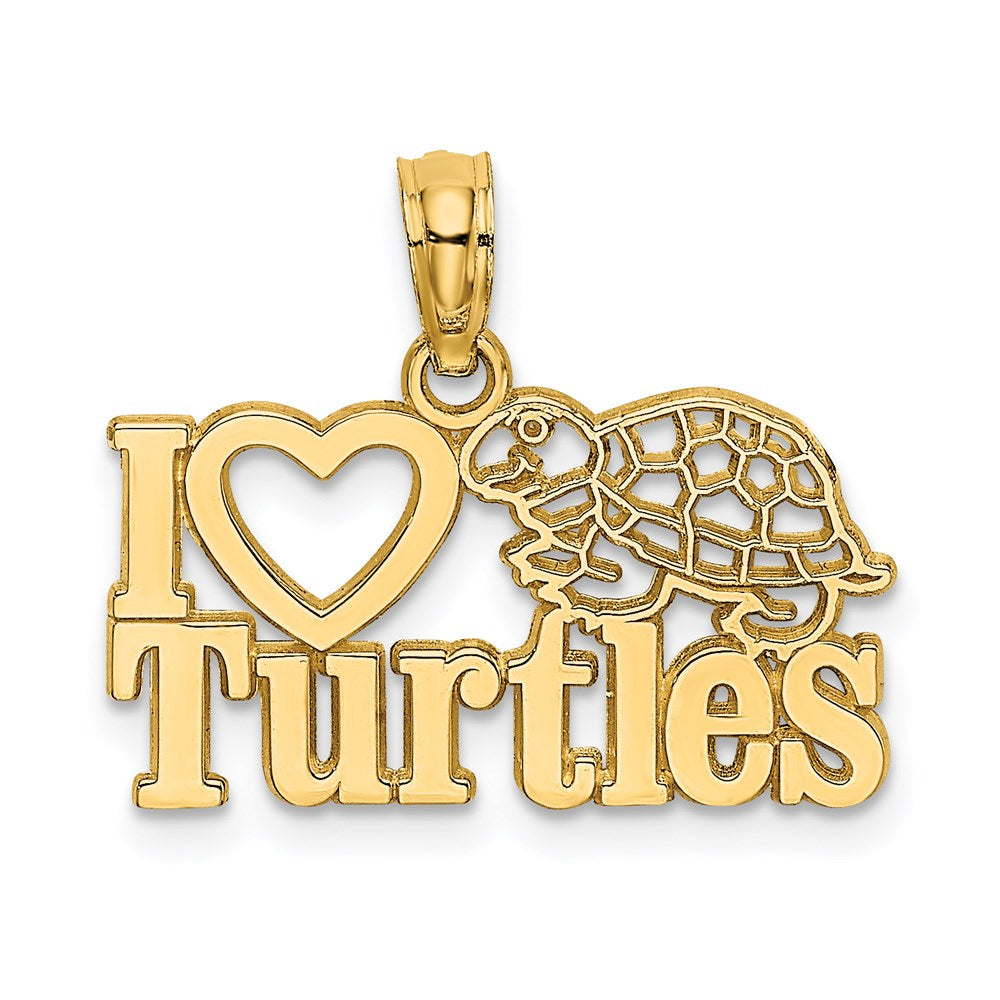 14k Yellow Gold 19.5 mm I HEART TURTLES Charm (0.95 grams)
