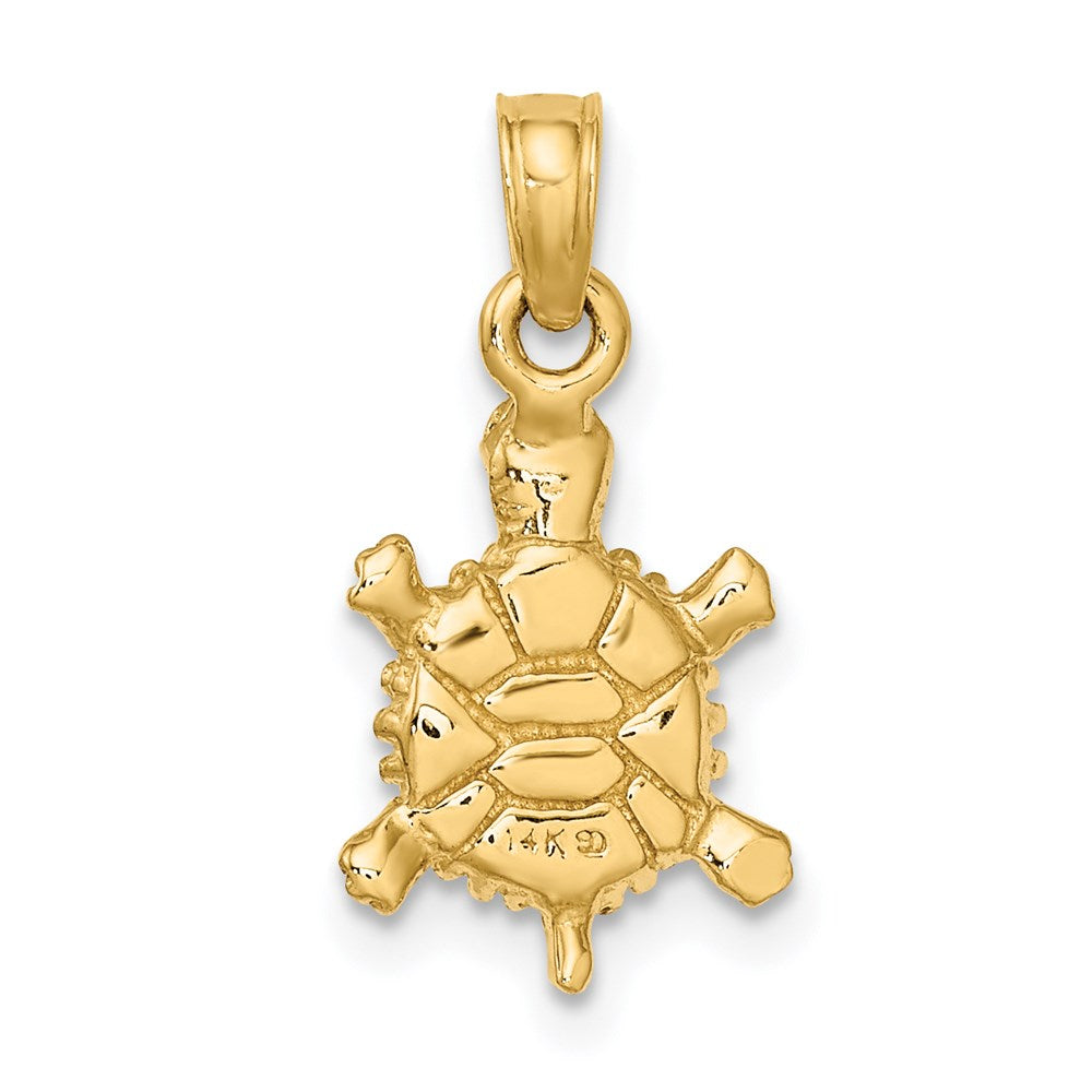 14k Yellow Gold 9.53 mm 3-D Polished Land Turtle Charm (1.63 grams)