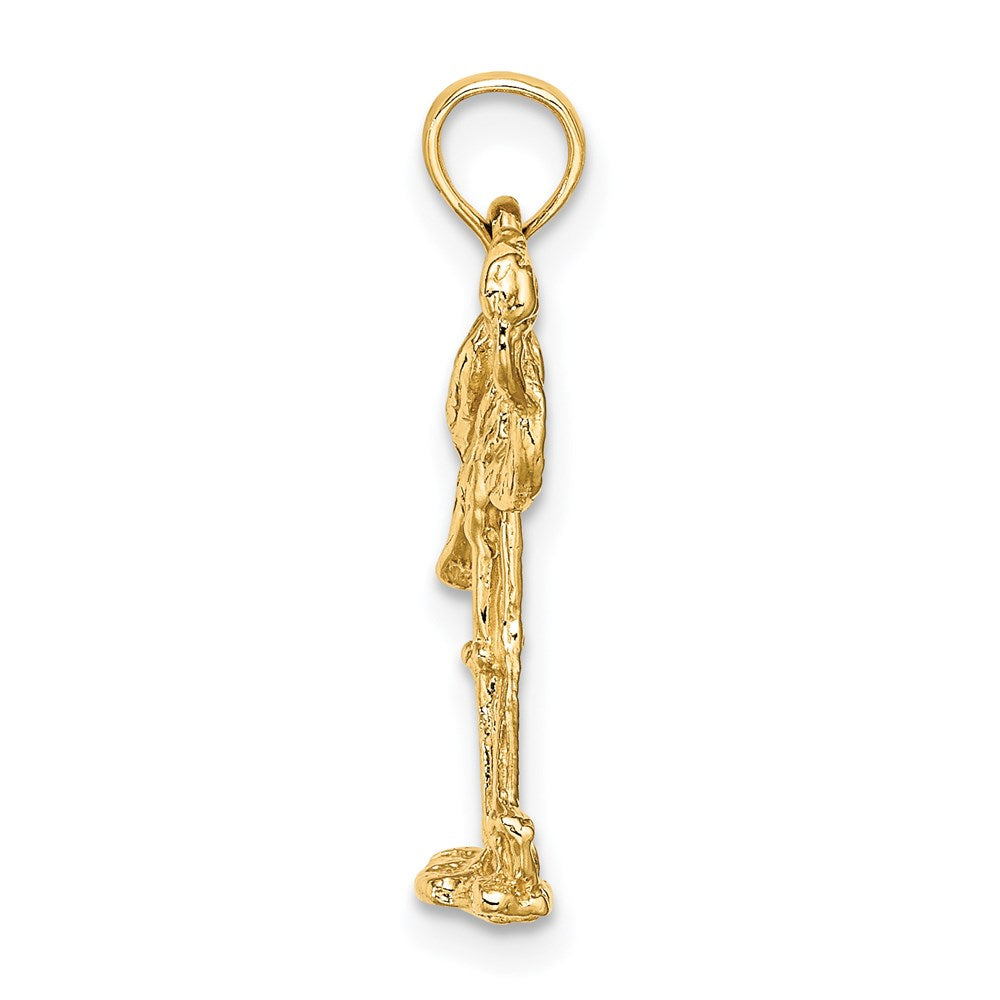 14k Yellow Gold 12.5 mm 3-D Flamingo w/ Head Up Charm (1.47 grams)