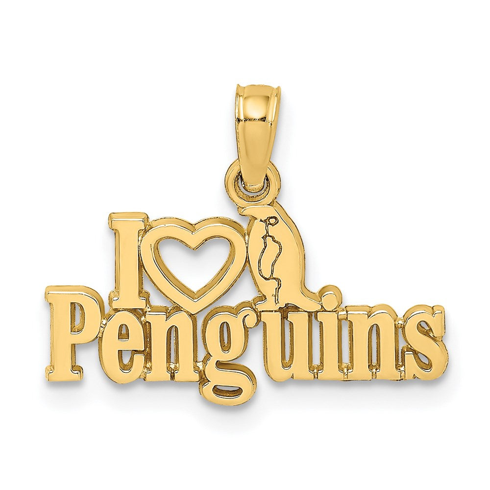 14k Yellow Gold 19.95 mm I HEART PENGUINS w/ Penguin Charm (0.91 grams)