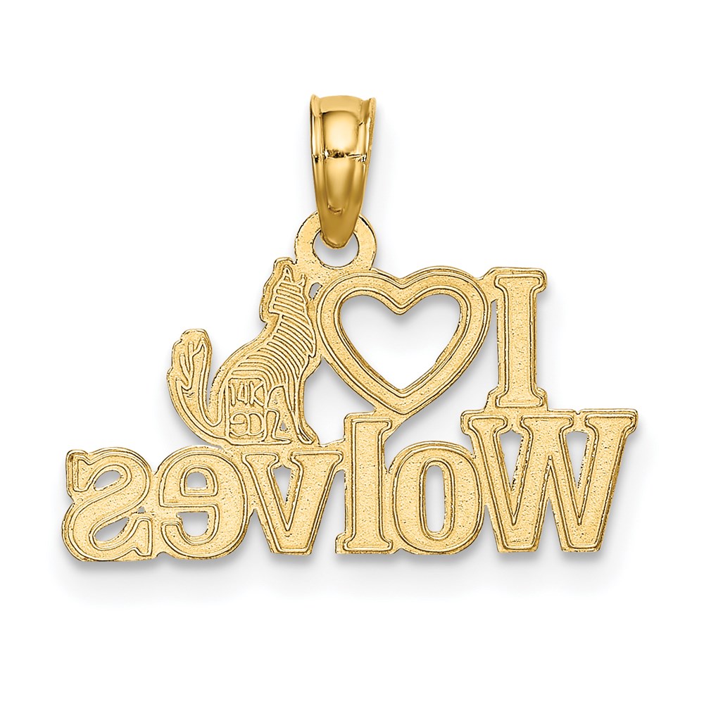 14k Yellow Gold 18.85 mm I HEART WOLVES Charm (0.95 grams)