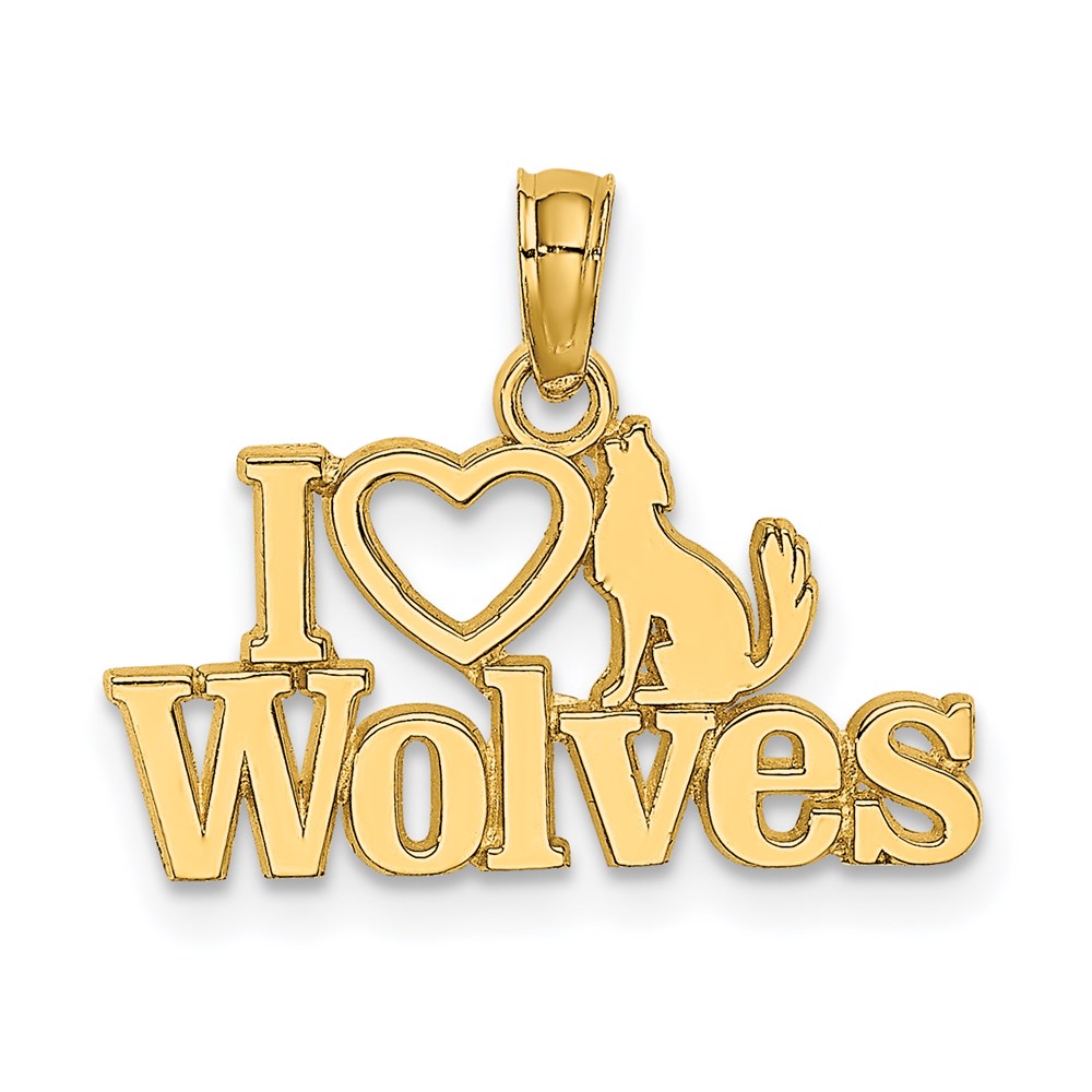 14k Yellow Gold 18.85 mm I HEART WOLVES Charm (0.95 grams)