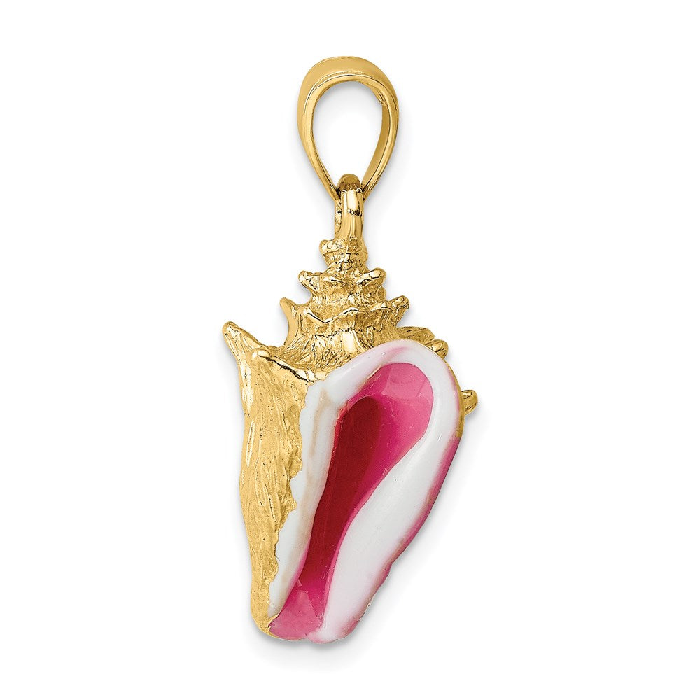 14k Yellow Gold 14.3 mm 3-D Enamel Conch Shell Charm (5.25 grams)