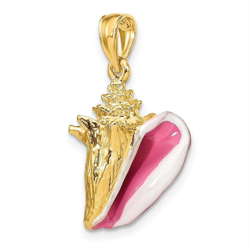 14k Yellow Gold 14.3 mm 3-D Enamel Conch Shell Charm (5.25 grams)