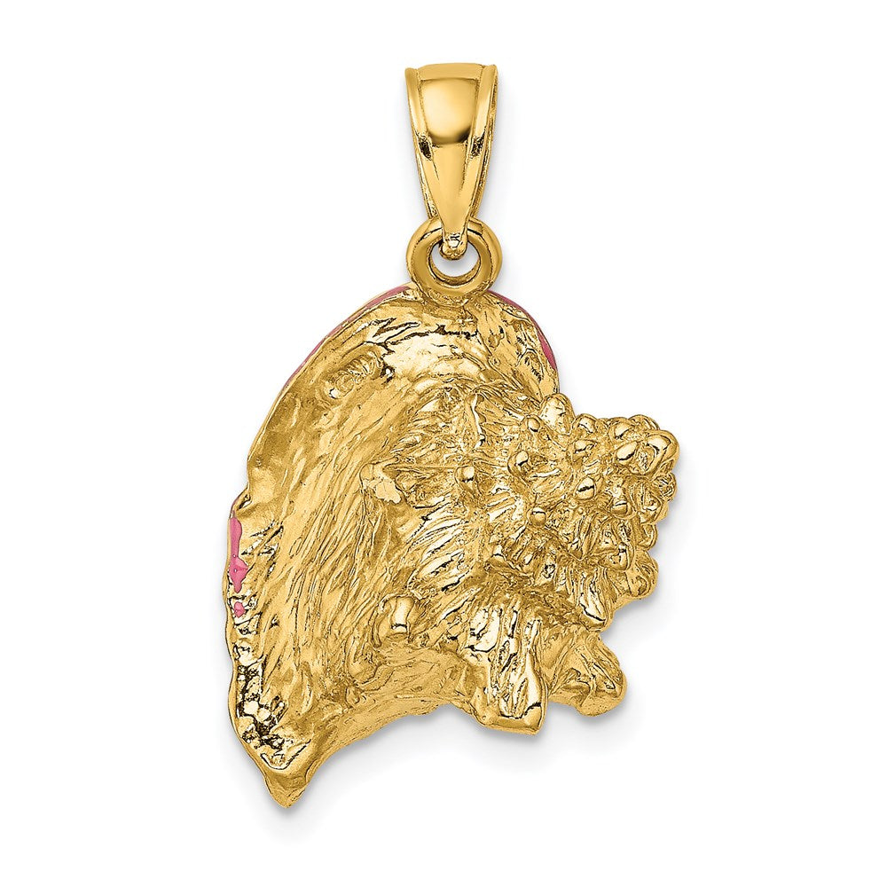 14k Yellow Gold 23 mm 3-D Enamel Conch Shell Charm (7.63 grams)