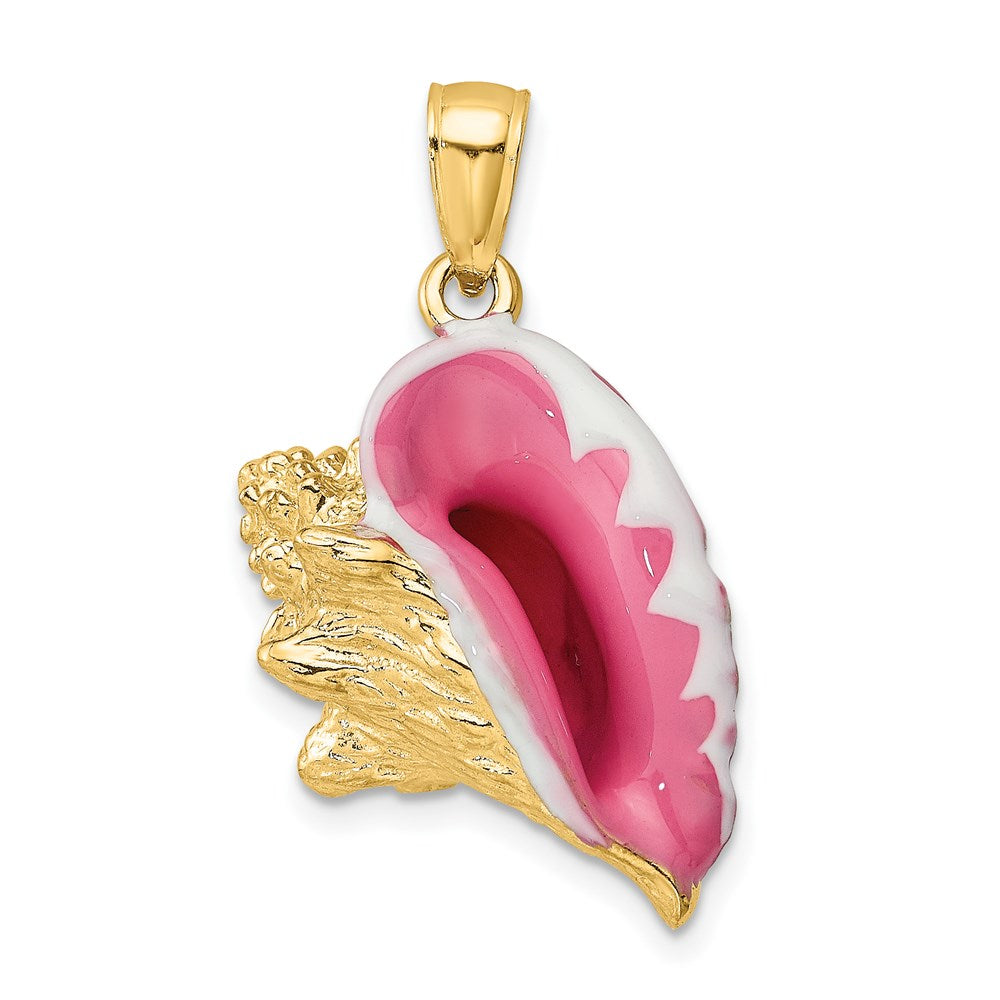 14k Yellow Gold 23 mm 3-D Enamel Conch Shell Charm (7.63 grams)