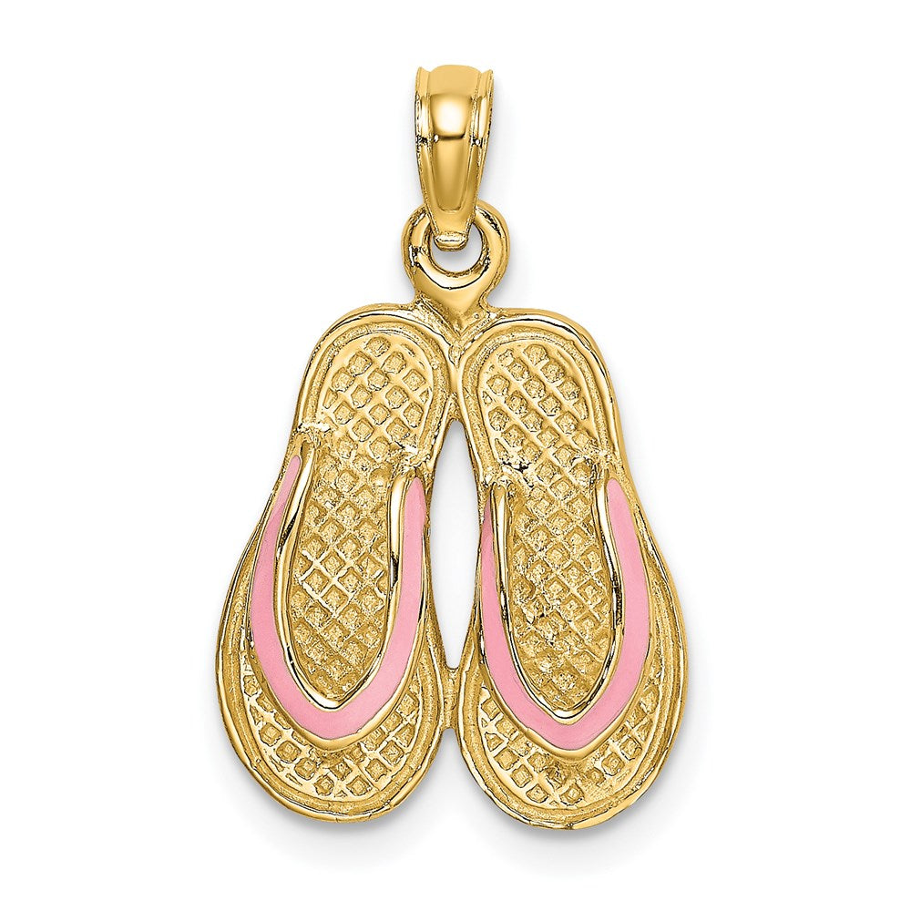14k Yellow Gold Flip Flop Pendant With Enamel – Dangle Charm For Necklace (No Chain) - View #6