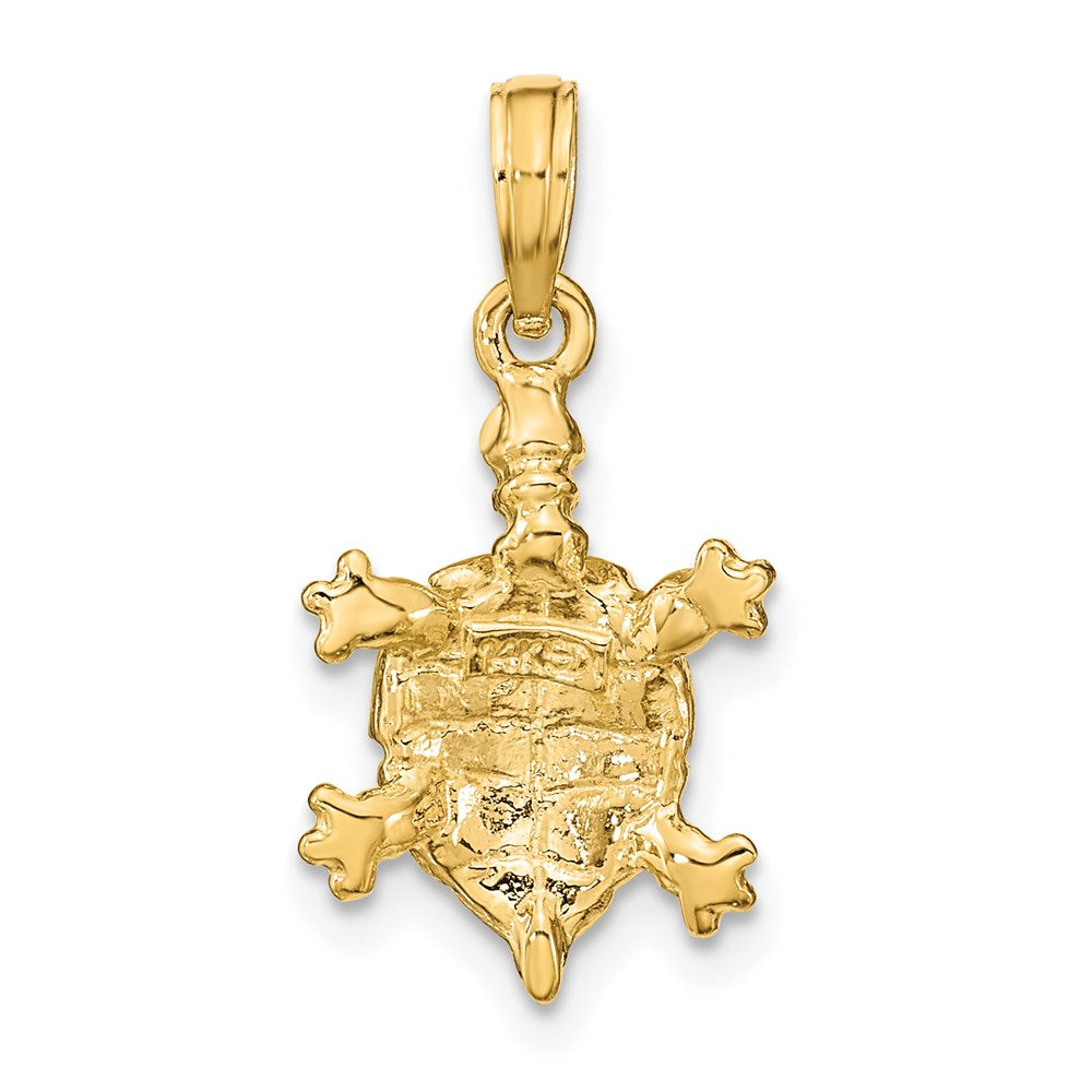14k Yellow Gold 11.65 mm wtih Green Enamel Land Turtle Charm (1.5 grams)