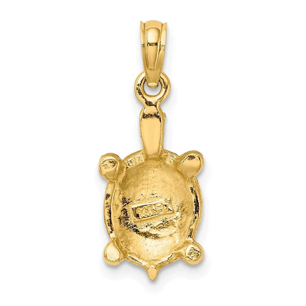 14k Yellow Gold 9.1 mm Green Enamel Tortoise Charm (1.42 grams)