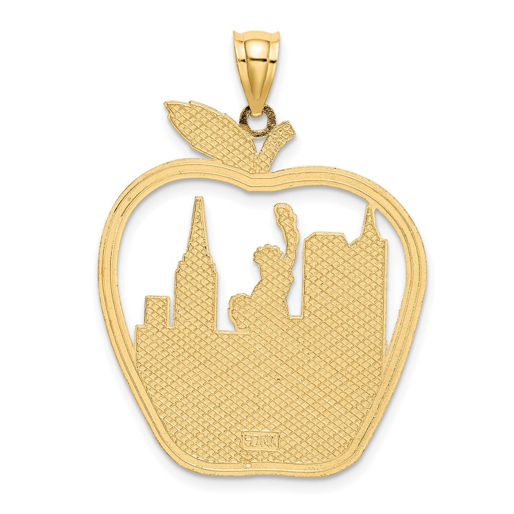 14k Yellow Gold 26.05 mm NEW YORK Apple w/New York Skyline and Statue of Liberty Charm (3.19 grams)
