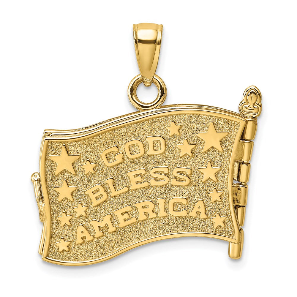 14k Yellow Gold 26.4 mm w/ Enamel 3-D Pledge Of Allegiance Flag Book Charm (5.99 grams)