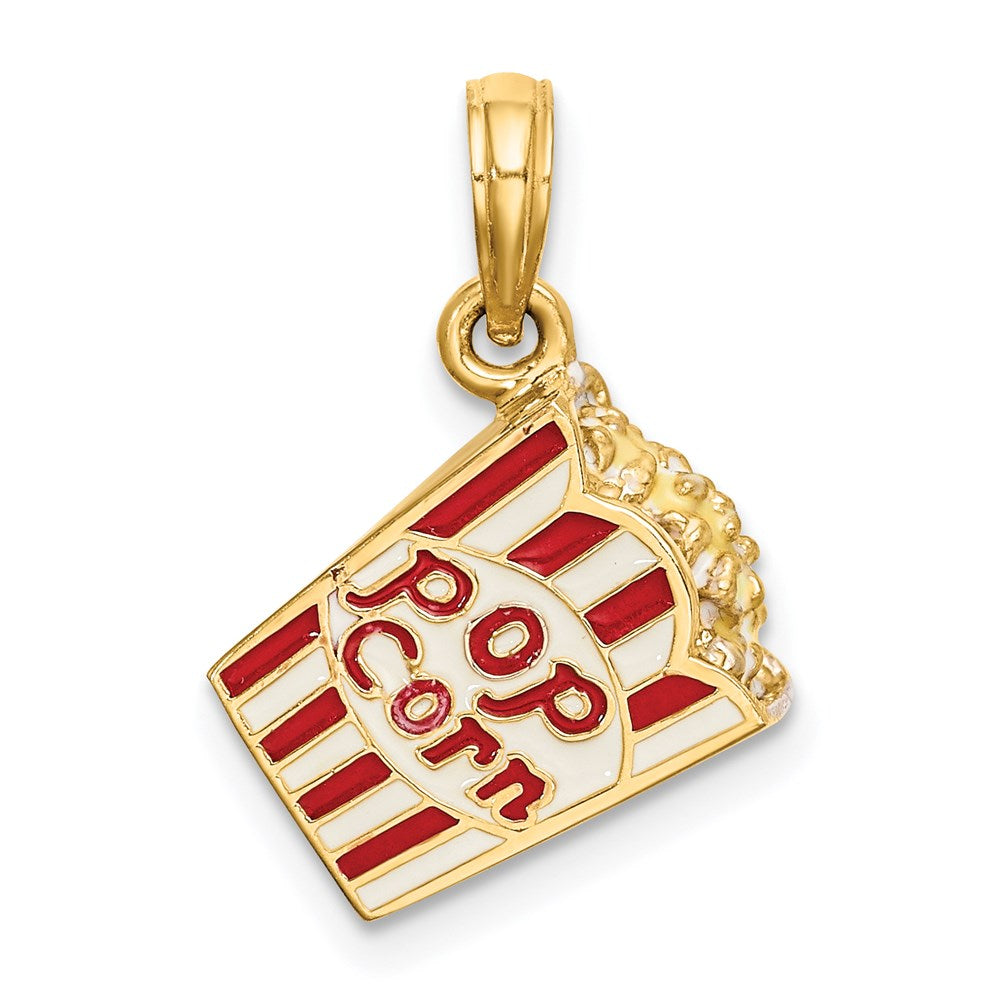 14k Yellow Gold 13.5 mm 3-D Enameled Bag of Popcorn Charm (4.83 grams)